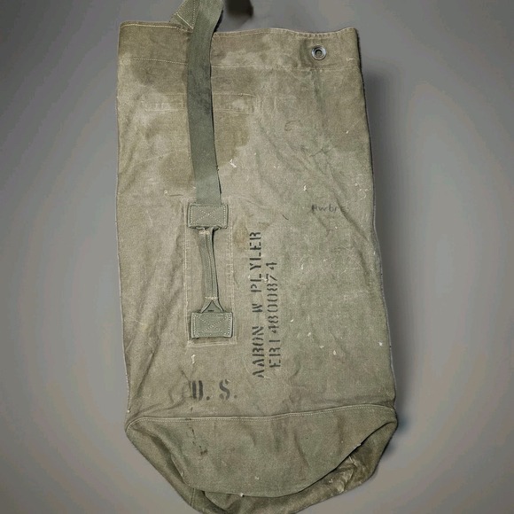 WWII US Army Canvas Laundry Barracks‎ Bag Named Aaron W Plyler Duffel Stenciled